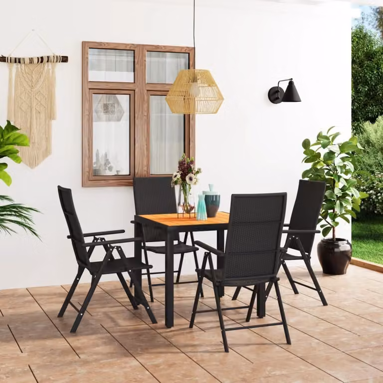 Maison Exclusive - Set da pranzo da giardino a 5 pezzi, nero e marrone