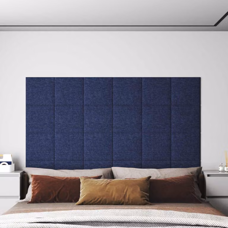 vidaXL Testiera da Parete Imbottita in Tessuto Blu, Set da 12 Pannelli Moderni, L/P/H: 30 x 30 x 3,75 cm