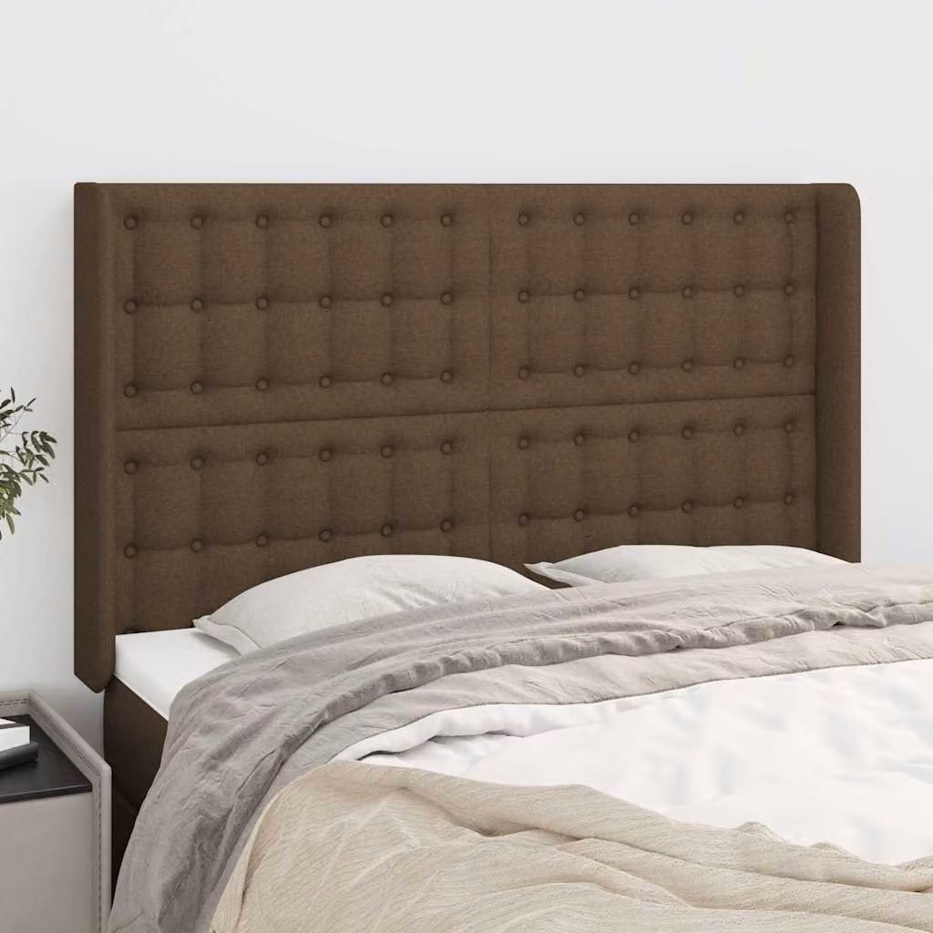 Testiera ad orecchio vidaXL in tessuto marrone scuro L: 147 cm, P: 16 cm, H: 118/128 cm