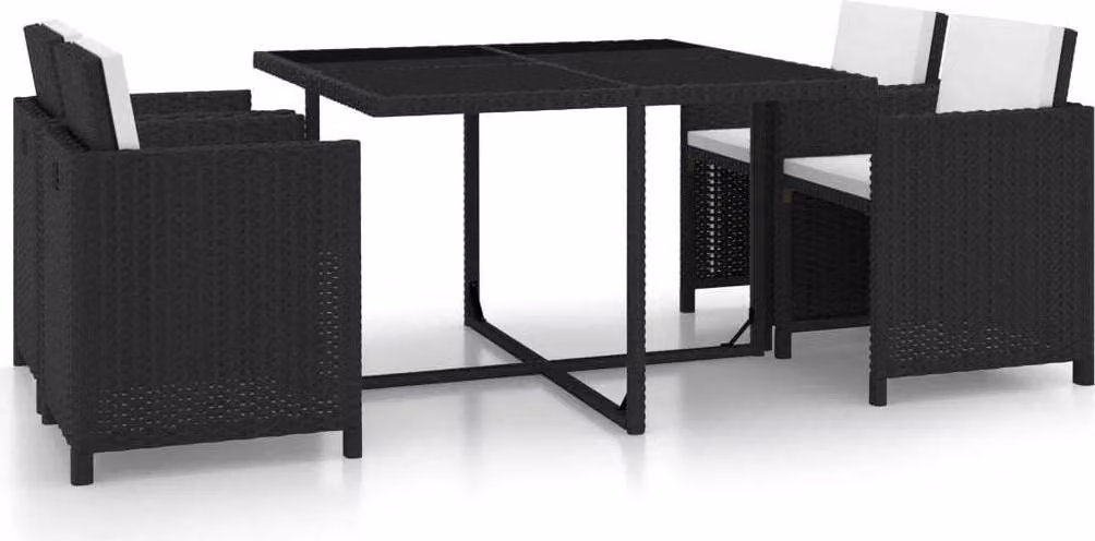 Maison Exclusive - Set da giardino da 5 pezzi con cuscini, in rattan sintetico nero