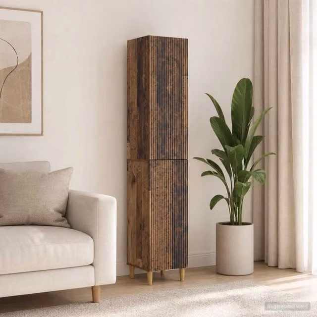 Set di 2 armadi moderni vidaXL in legno e MDF color marrone con ante scorrevoli e cassetti interni – 1