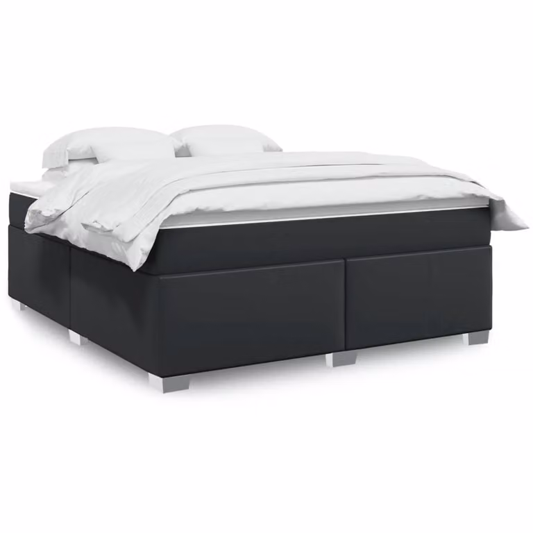 vidaXL Giroletto a Molle con Materasso in Similpelle Nero L: 180 cm, P: 200 cm