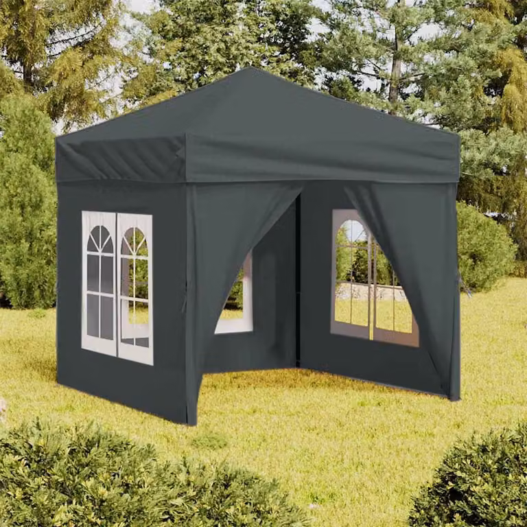 vidaXL Tenda per Feste Pieghevole con Pareti Laterali Antracite L/P: 2 x 2 m