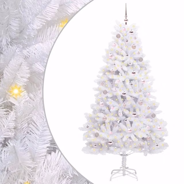 Albero di Natale | Decorazioni natalizie Artificiale con Rami Pieghevoli Bianco 210 cm
