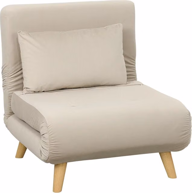 Poltrona letto, poltrona pieghevole con funzione letto, cuscini decorativi, poltrona reclinabile pieghevole con schienale regolabile effetto velluto,