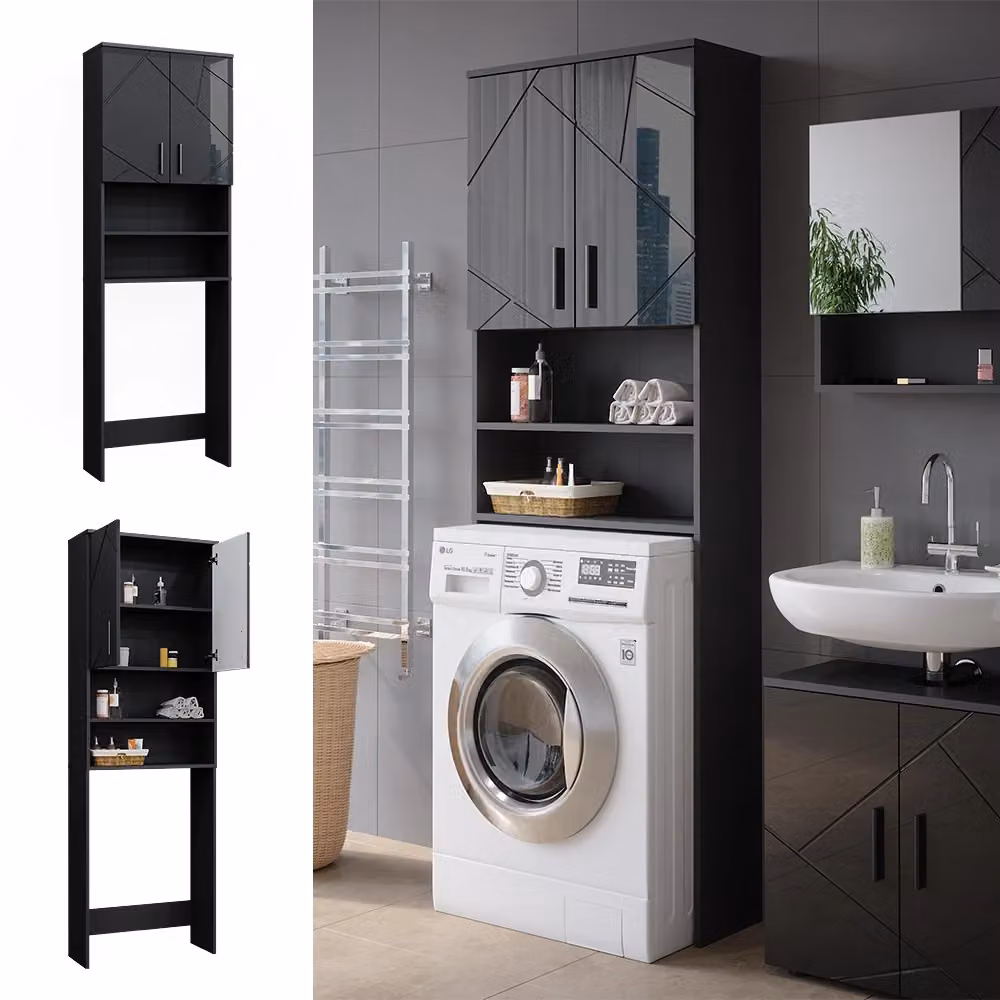 Mobiletto per lavatrice Irma Vicco Antracite lucido L: 64 cm, H: 190.5 cm – 2