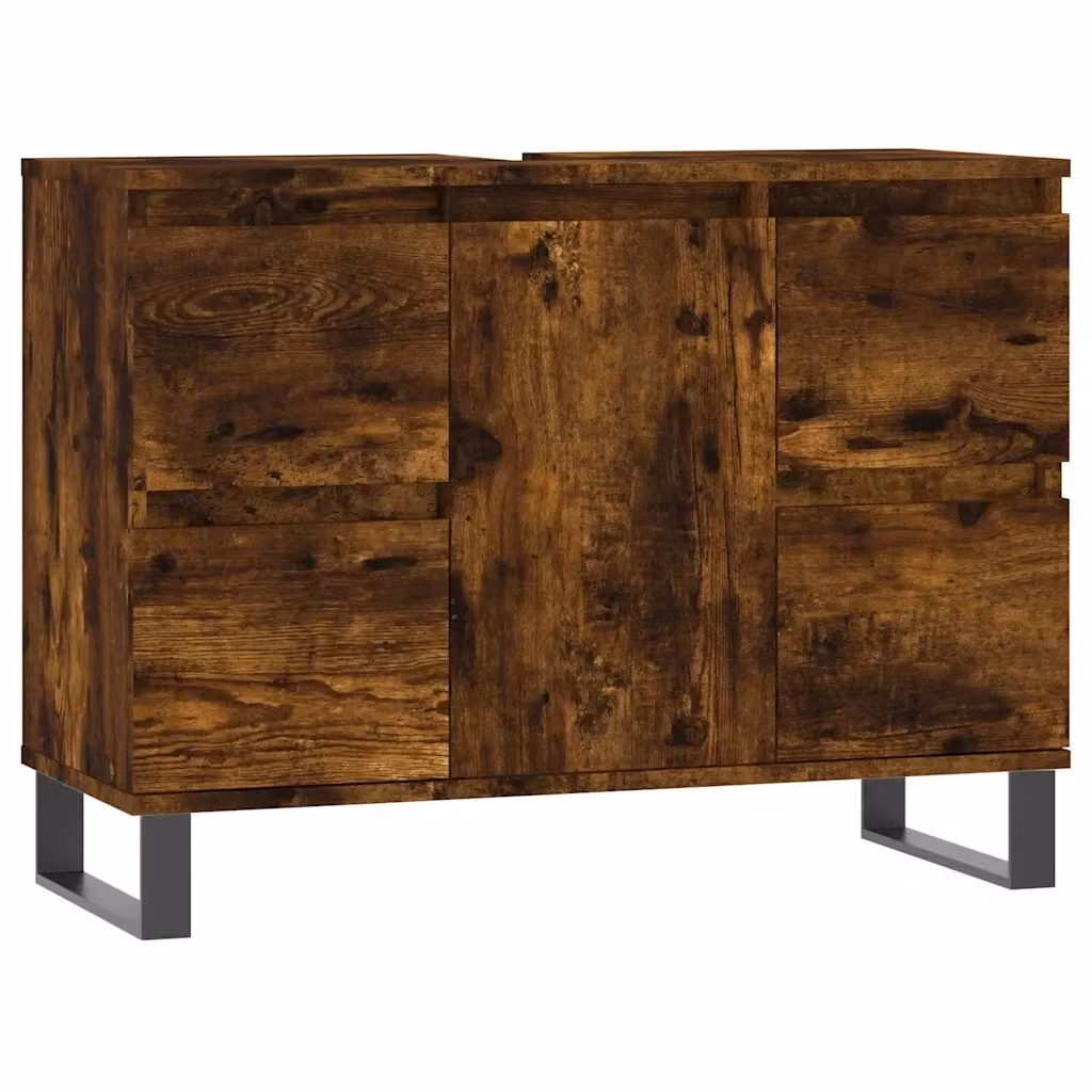 Armadietto da bagno vidaXL in stile industriale in legno e metallo, colore marrone, L 80 cm x P 33 cm x H 60 cm