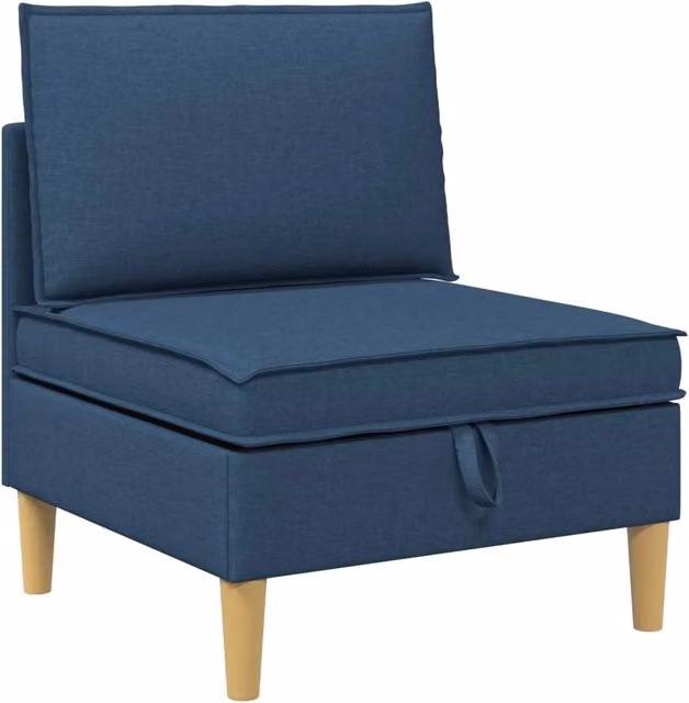 Divano da soggiorno minimalista in tessuto con struttura in legno e contenitore disponibile in marrone o blu