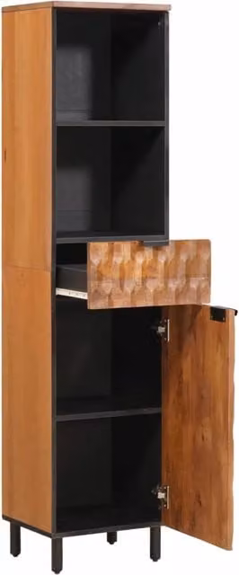 Armadio da bagno moderno DESIGN IN in legno color mango con scaffali e ante, L: 38 cm, P: 33 cm, H: 160 cm – 1