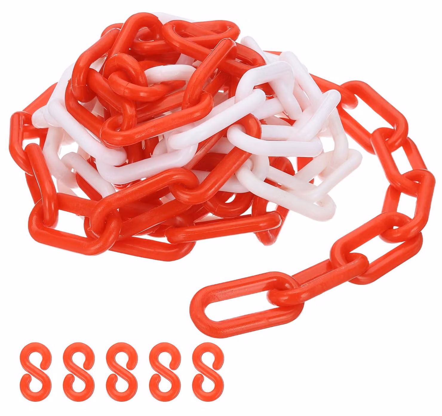 Catena in plastica rossa e bianca, 8 mm, 3 metri, per barriera di sicurezza