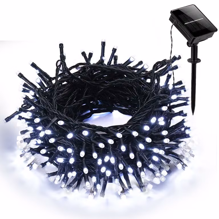 20M LED Solar Fairy Lights Indoor Outdoor 8 modalità di illuminazione impermeabile Outdoor Garden Party Decorazione di illuminazione, bianco