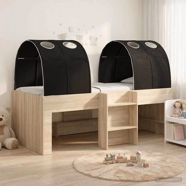 Letto con Tunnel 3 pz Rovere Sonoma e Nero Legno ingegnerizzato 3423568