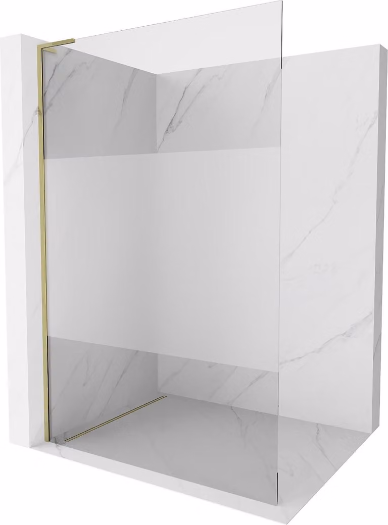 Mexen Kioto L parete doccia Walk-in 110 x 200 cm, trasparente/gelo, oro - 800-110-103-50-35