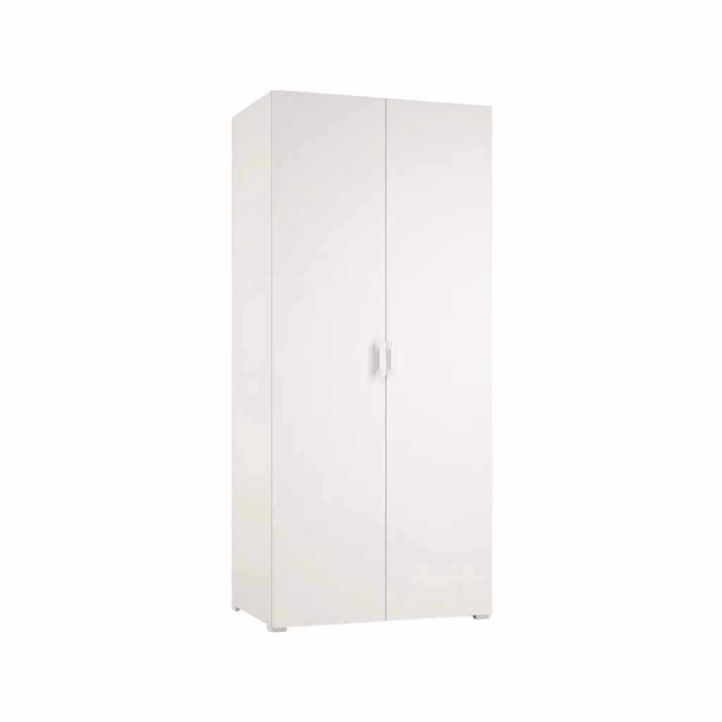 Armadio Nigella DMORA per camera da letto, guardaroba moderno a 2 ante con appendiabiti e ripiani interni, Bianco Opaco, L: 52 cm, H: 180 cm – 2