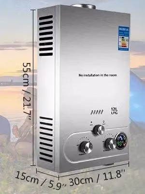Scaldabagno, acciaio inox, esecuzione a parete, 12 L 36KW, 12 L 36KW