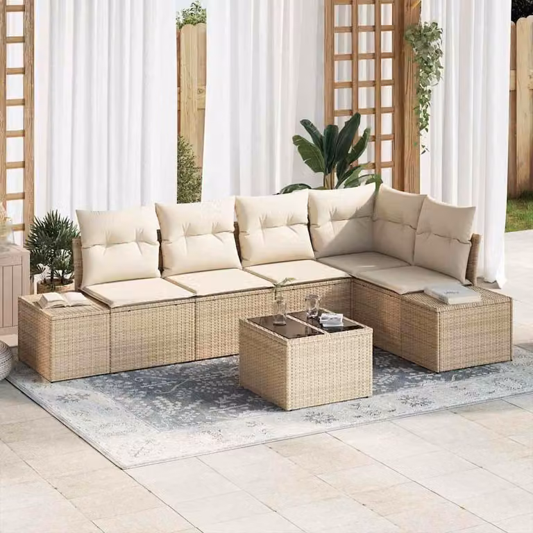 Maison Exclusive - Set Divano da Giardino Beige e Crema polyrattan
