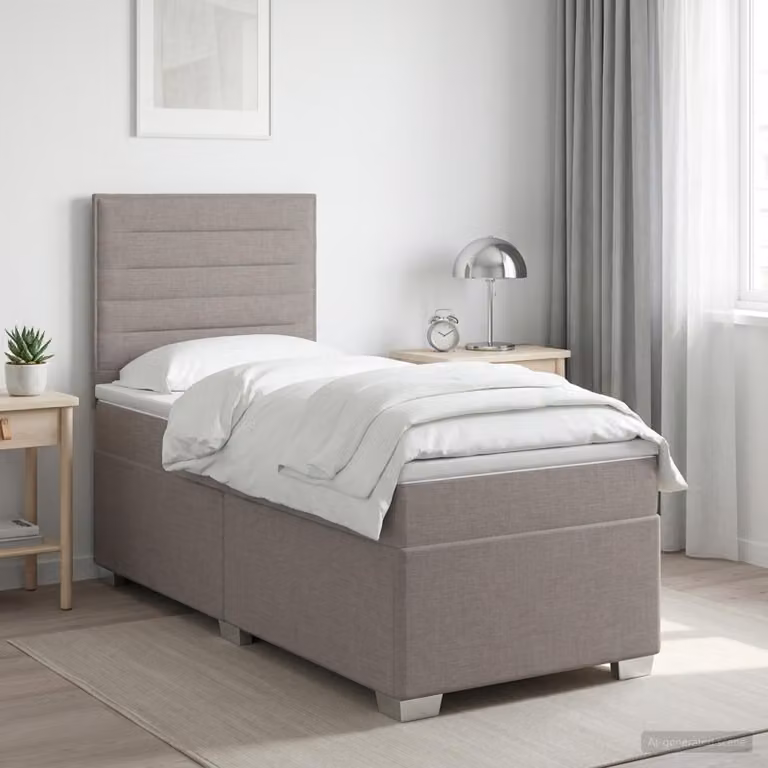 Letto box spring con materasso vidaXL in tessuto Tortora L: 80 cm, P: 200 cm
