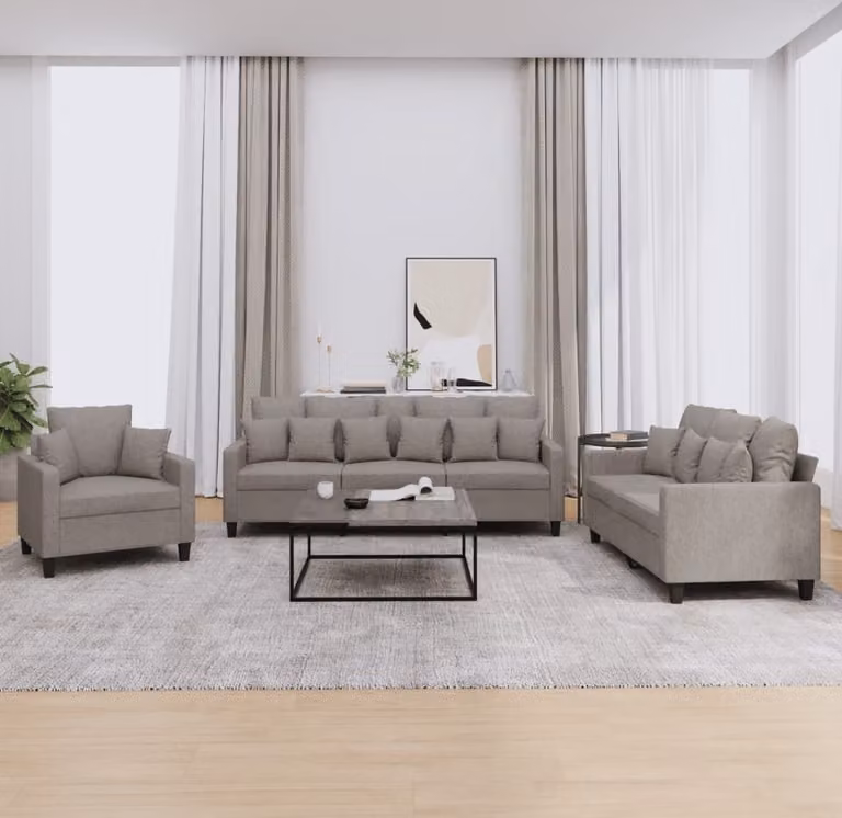 Maison Exclusive - Set divano a 3 pezzi con cuscini in tessuto color taupe
