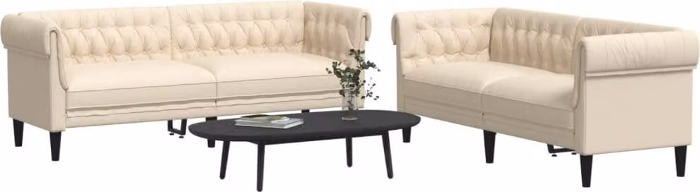 Maison Exclusive - Set divano a 2 posti in tessuto color crema