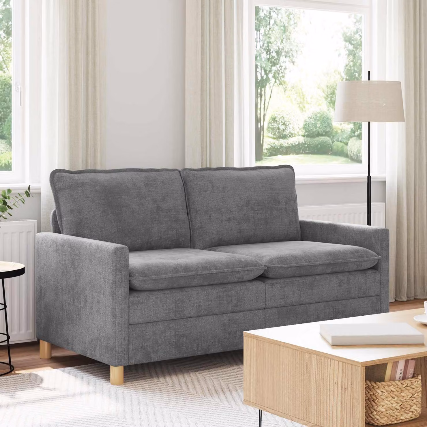 Divano vidaXL Grigio e Marrone con Cuscini e Rivestimenti Rimovibili L: 156 cm, P: 81 cm, H: 87,5 cm
