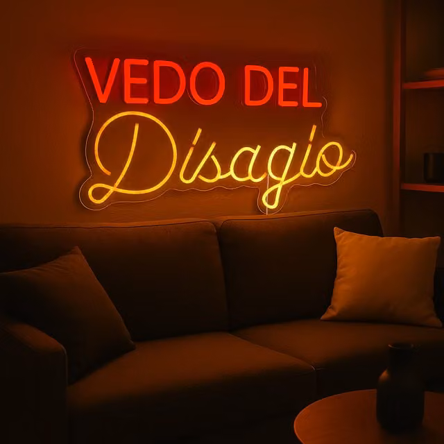 Insegna luminosa a LED KASANOVA con scritta Vedo del disagio, multicolore, da appendere al muro