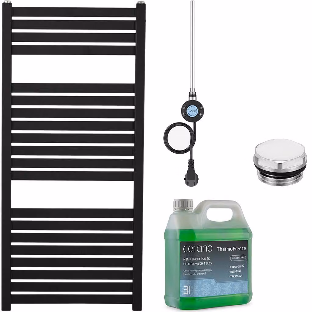 Set di radiatori elettrici da bagno Vincenzo - Wi-Fi - 300W - nero opaco - 970x450 mm