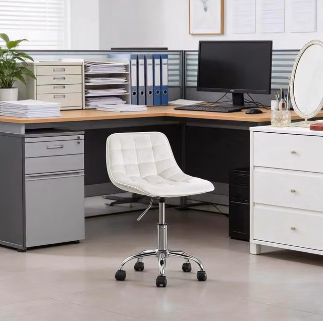 Sedia da ufficio 43 x 43 x 67,5 cm bianco crema – altezza regolabile