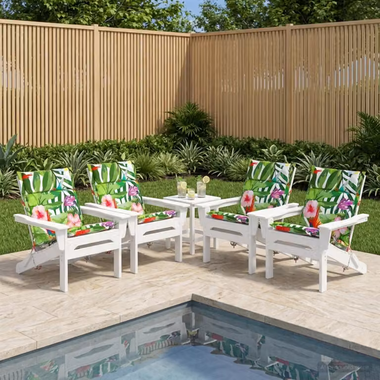Set di 4 cuscini per sedia alta vidaXL GEMERT multicolore in poliestere con rivestimento rimovibile e antiscivolo