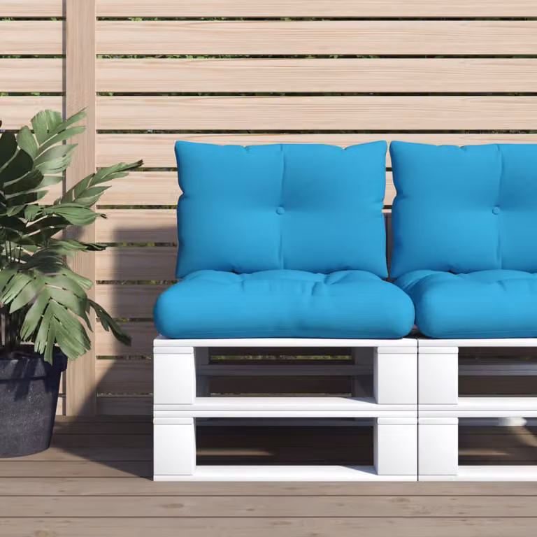Set di 2 cuscini per pallet vidaXL blu in poliestere idrorepellente e resistente ai raggi UV L/P/H: 61,5 x 60 x 10 cm