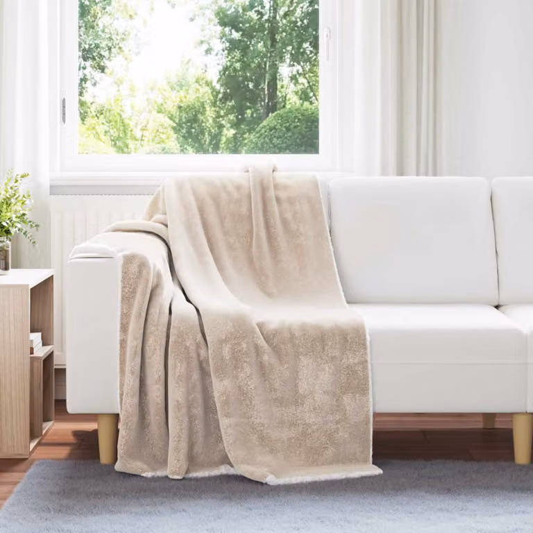 Coperta in pile morbida vidaXL beige L: 130 cm x P: 150 cm