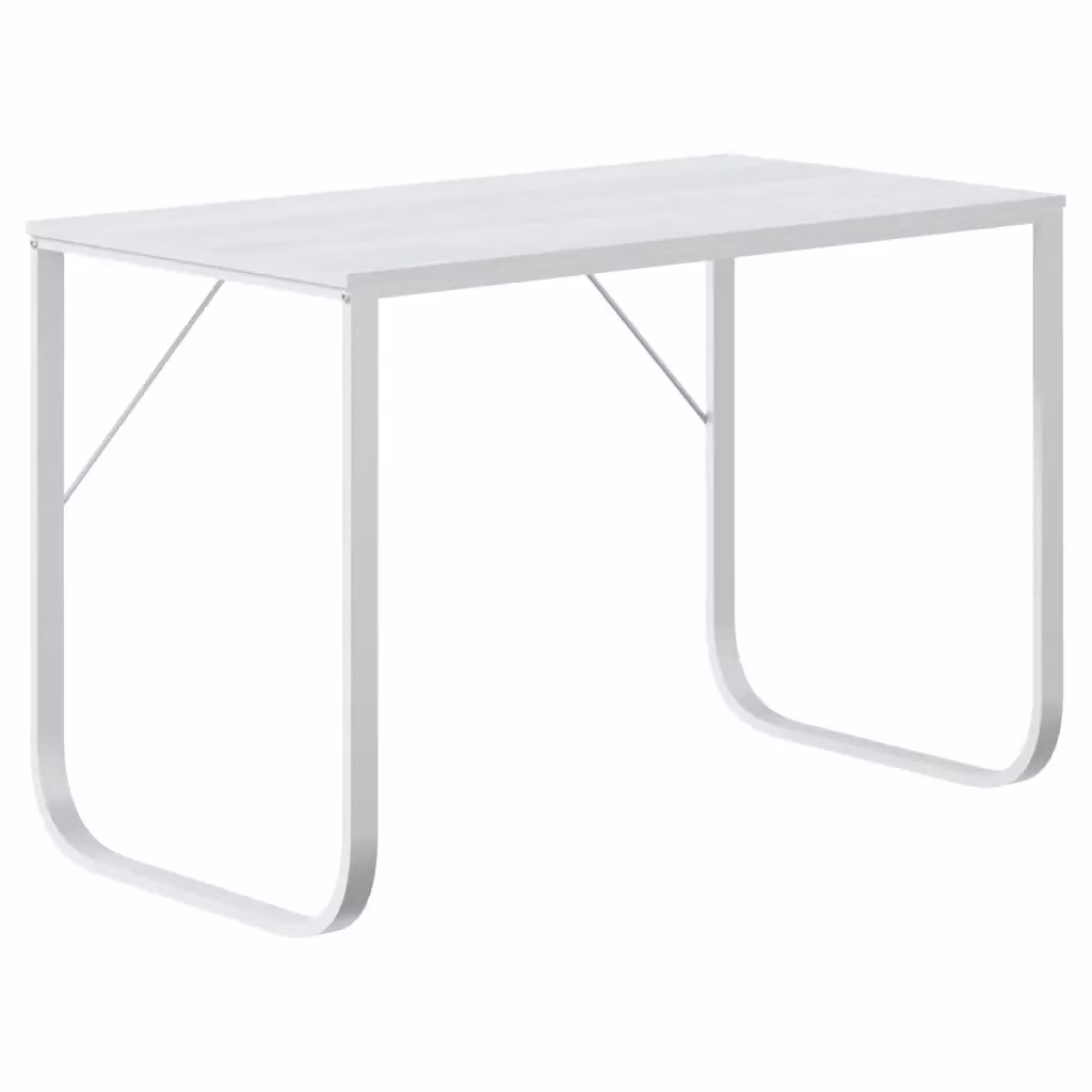 Scrivania per Computer vidaXL Bianca in Legno e Metallo L: 110 cm, P: 60 cm, H: 73 cm – 2