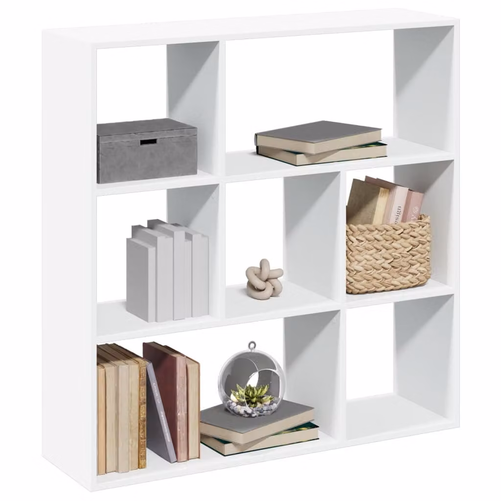 Libreria Divisorio Moderna vidaXL Bianca in MDF, Design Geometrico, L 102 cm x P 29 cm x H 103,5 cm