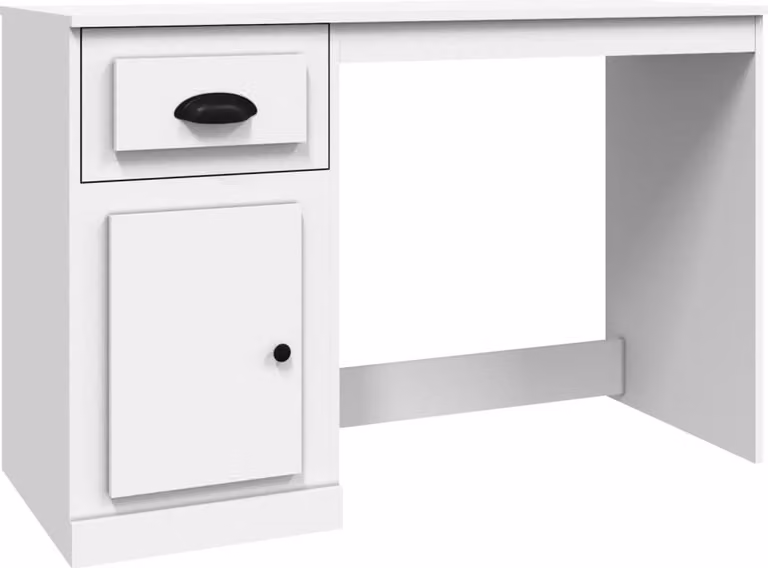 Scrivania con Cassetto Bianca 115x50x75 cm in Legno Multistrato