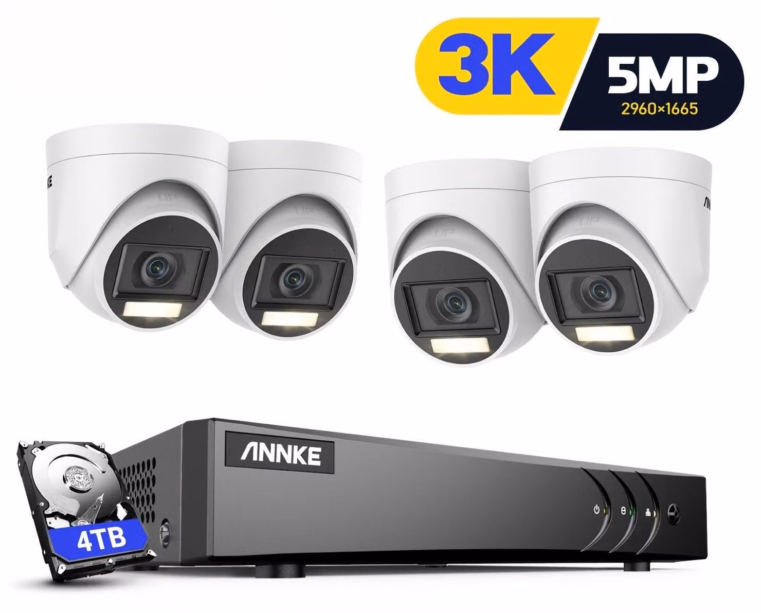 Sistema di sicurezza - Sistema di telecamere - Telecamera di sorveglianza - Sistema di videosorveglianza (CCTV) - Registratore DVR a 8 canali - Immagine a 5MP 3K