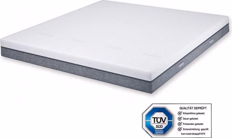 Materasso Genius eazzzy Deluxe 200x200 cm - materasso ortopedico in schiuma visco-fredda a 8 zone e alto 20 cm, grado di rigidità H2-H3 | comfort,