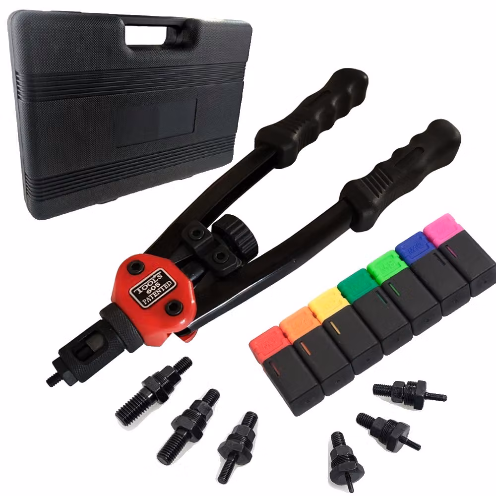 Utensile per rivettare, pinza manuale per rivettare con diversi mandrini, custodia inclusa, BT-605 CON SCATOLA