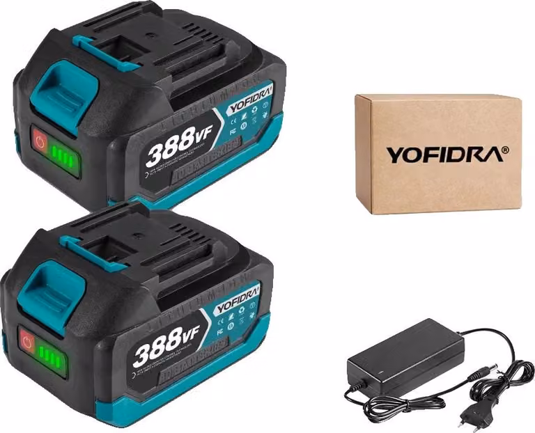Batteria al litio ricaricabile, capacità 15000mAh, tensione nominale, caricatore 2x388VF-1, 18V