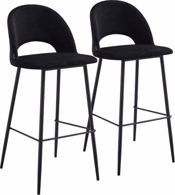 Oviala - Set di 2 sedie in velluto nero e metallo