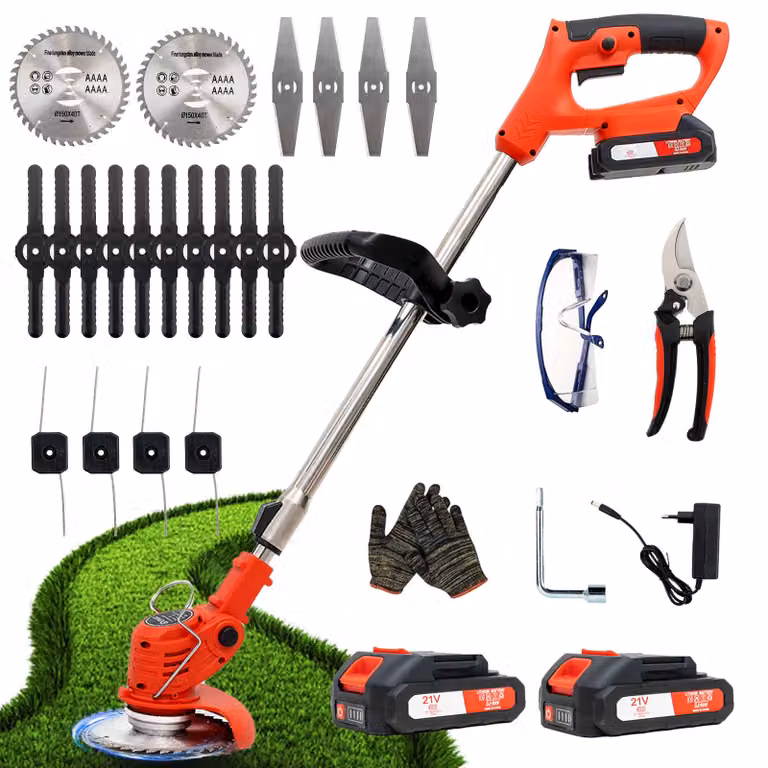 OUTIGO Decespugliatore a Batteria, Tagliaerba Elettrico a Batteria da 800 W, Taglia Erba da Giardino Elettrico con 4 Tipi di Lame,tosaerba telescopico