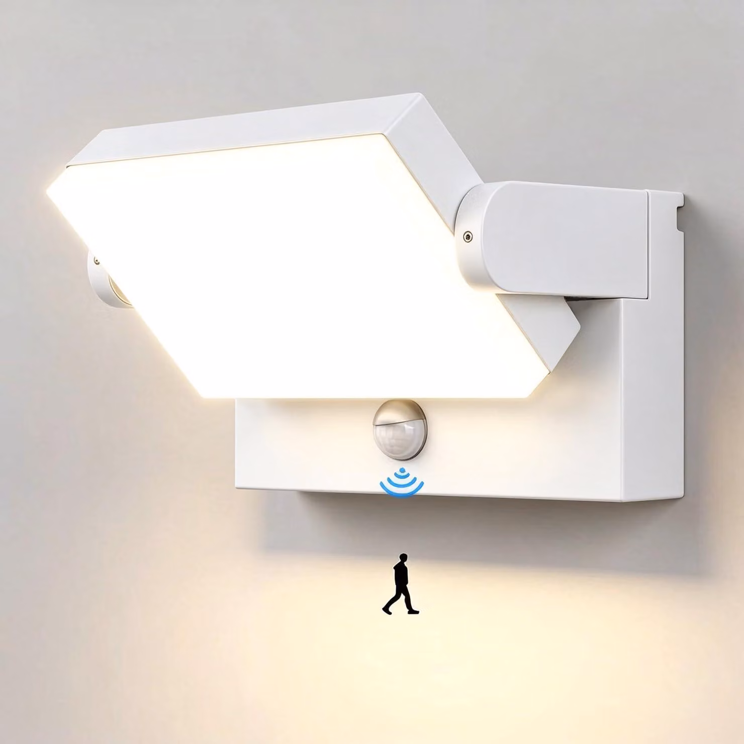 Lampada da parete a LED, 40 W, con sensore, 3000 K, grado di protezione IP65, 3000 lumen, angolo di illuminazione 120°