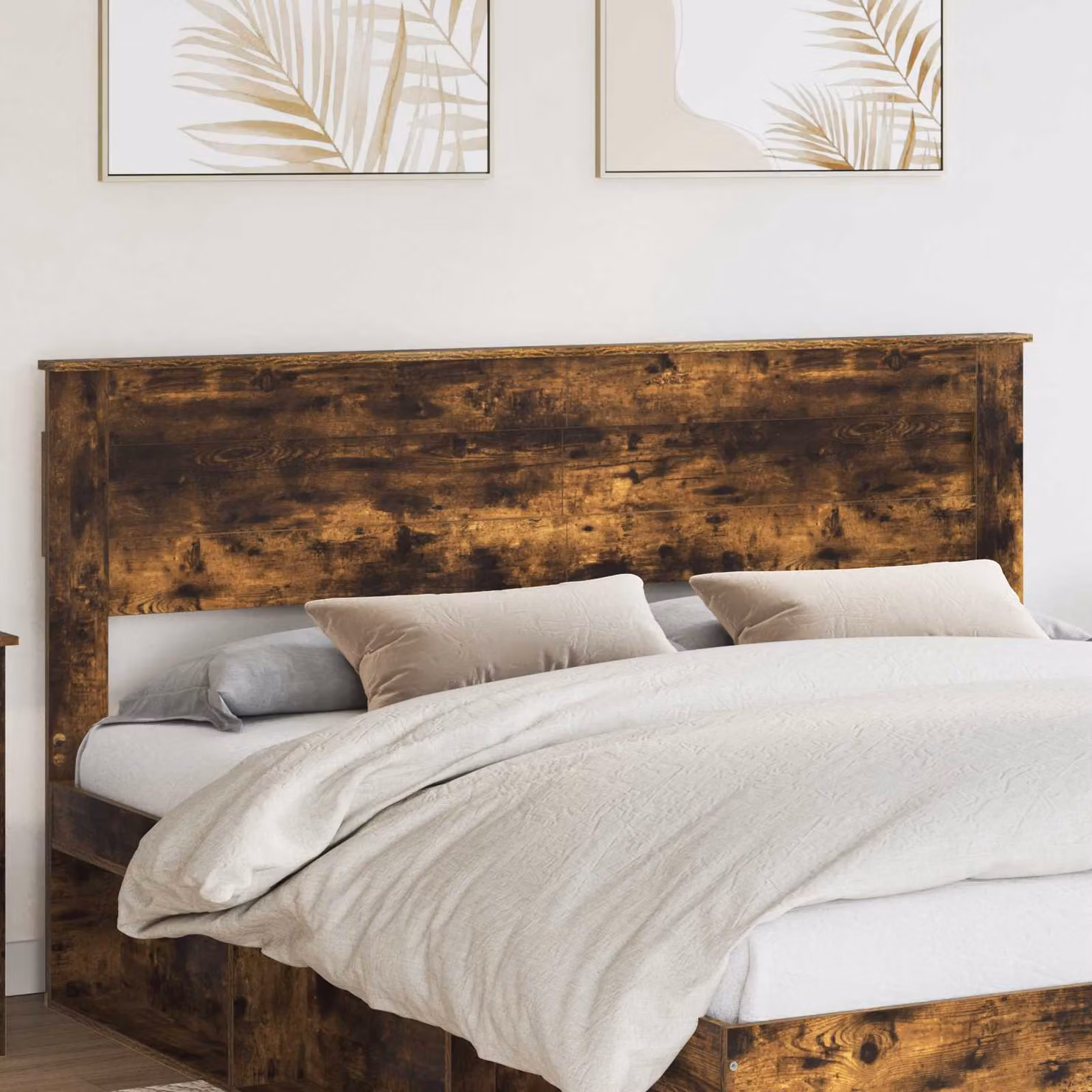 Testiera per letto vidaXL in legno ingegnerizzato rovere fumé marrone con finitura lucida