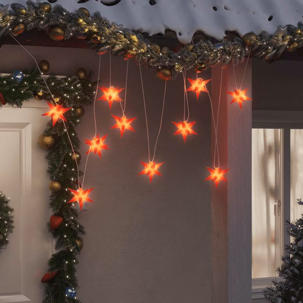 vidaXL Luci di Natale a LED a forma di stella, colore rosso e bianco caldo, con timer e protezione IP44