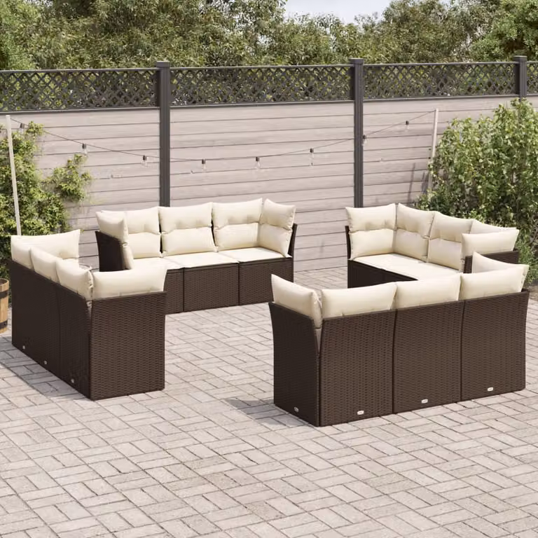 vidaXL Set Divani da Giardino a Forma di L con Cuscini Marrone e Bianco in Polyrattan e Metallo
