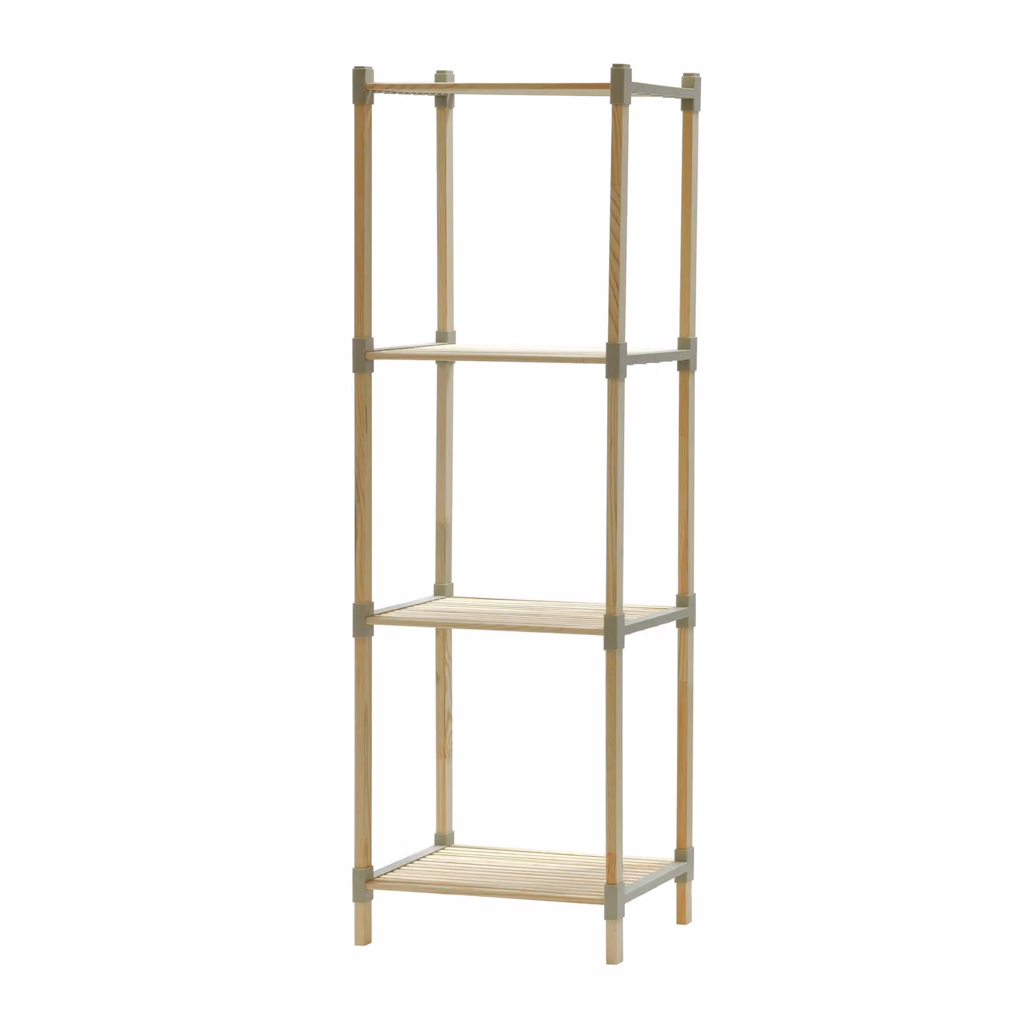 Scaffale Multiuso FixWood VESTIAMO CASA in legno di pino con 4 ripiani, colore beige e marrone, H 117 cm x L 32 cm x P 20 cm – 1