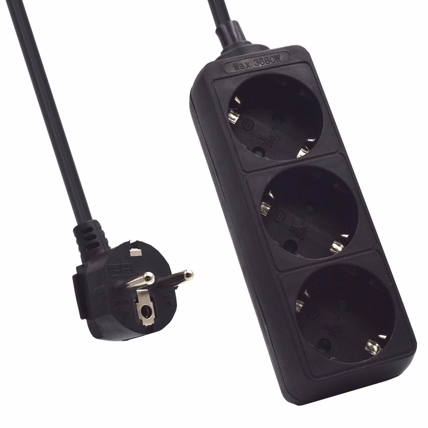 Ciabatta multipresa - 3 prese - 1,5 m - Nero