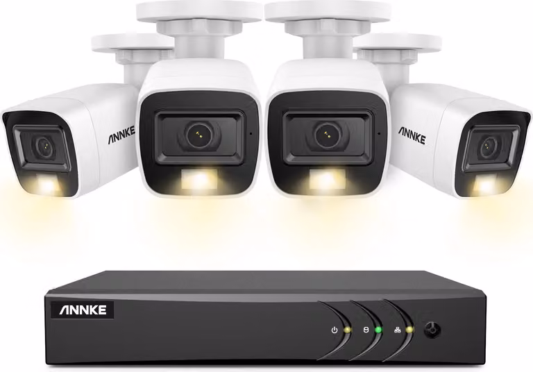 Sistema di videosorveglianza, risoluzione 5MP, 4 telecamere incluse, DVR 8CH Kit da 4 pezzi, Nessuno
