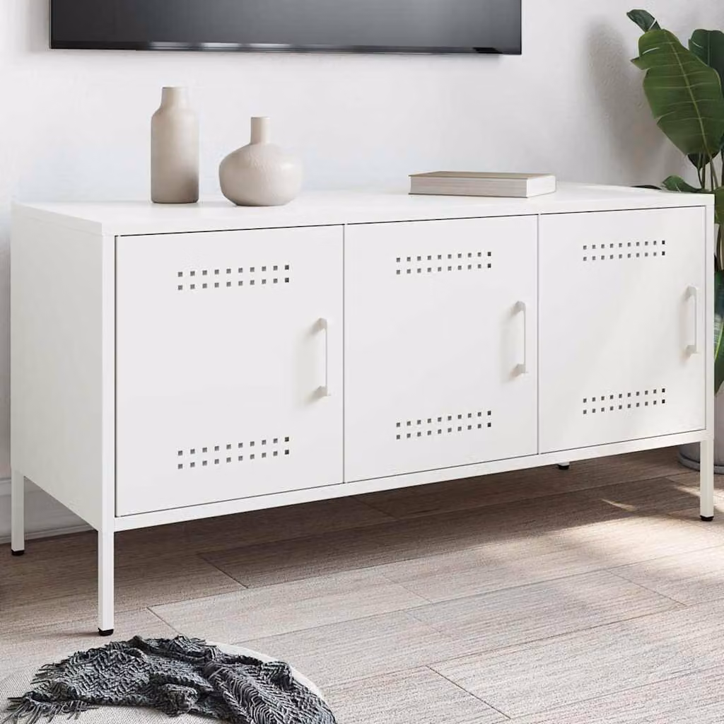Mobile TV vidaXL in metallo bianco stile industriale L: 100,5 cm, P: 39 cm, H: 50,5 cm