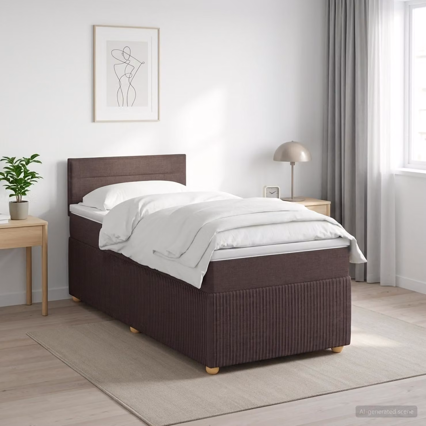 Maison Exclusive - Letto boxspring con materasso marrone scuro 90 x 200 cm Tessuto