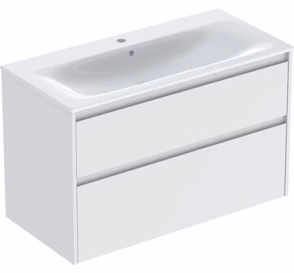 Geberit Renova Plan Ensemble lavabo pour meuble bord étroit, avec meuble sous lavabo, 2 tiroirs, 100x62,1x48cm, 504.041.00.8, 504.041.00.8