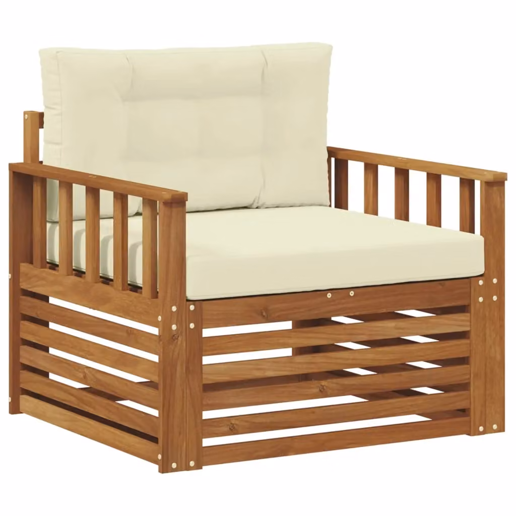 Divano da esterno moderno DESIGN IN in legno di acacia massello e tessuto beige per giardino e terrazza – 2
